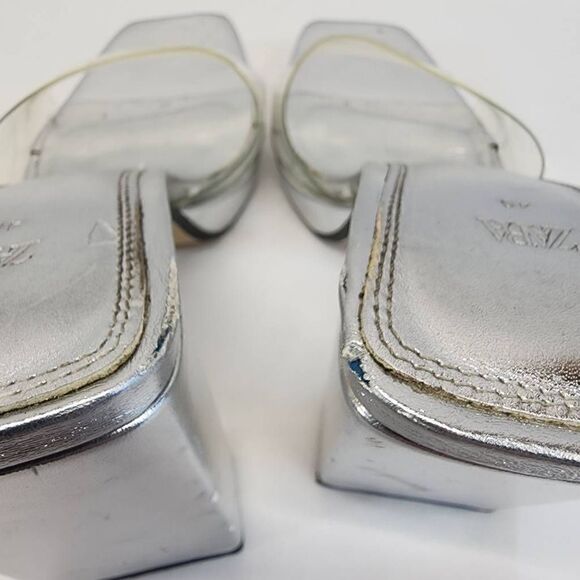 Zara Clear Platform Chucky Heels Women Size 9.5UD 40EU Metallic Sliver Retro - Picture 9 of 12